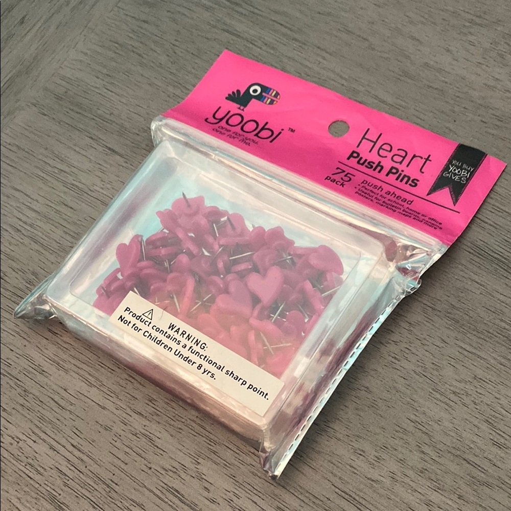 Yoobi Heart Push Pins - Pink - Picture 4 of 4